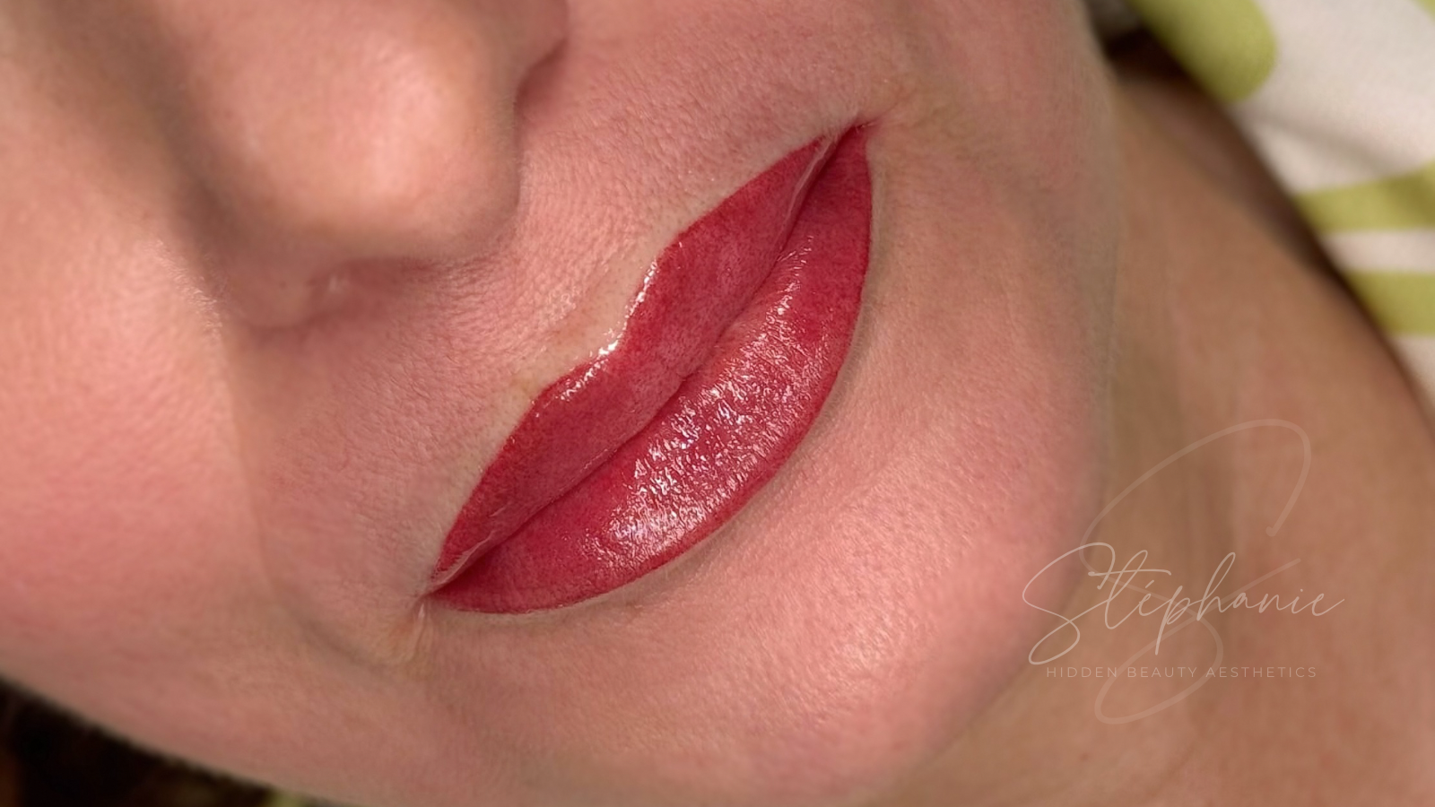 Even lip colour from professional lip blush treatment